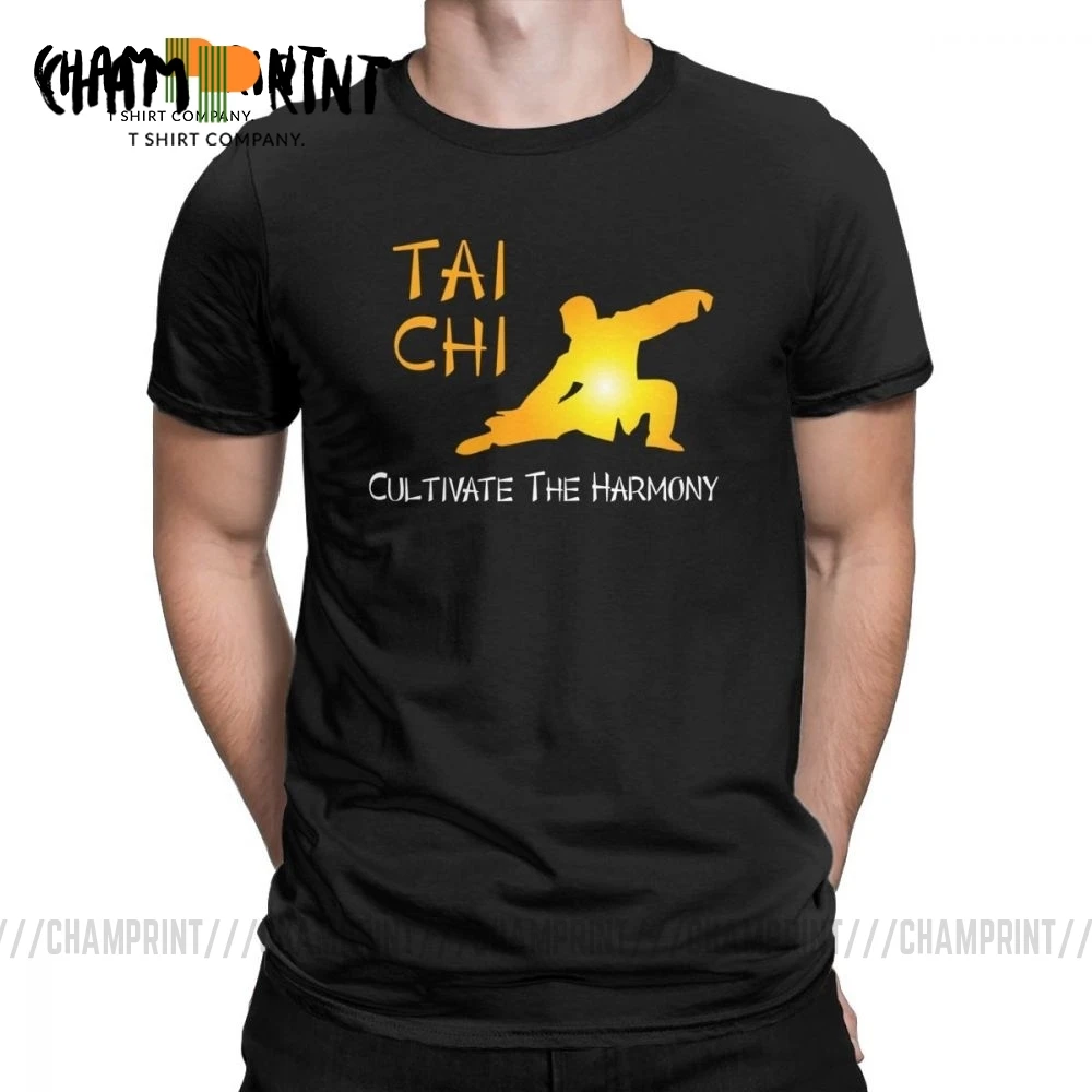 Мужские футболки Tai Chi Cultivate The Harmony 100% хлопковые топы новинка футболка с коротким