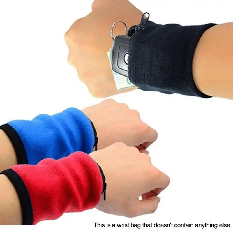

Unisex Wrist Wallet Pouch Band Fleece Zipper Running Travel Cycling Safe Sport Wrist Band Bag Coin Key Storage Lightweight