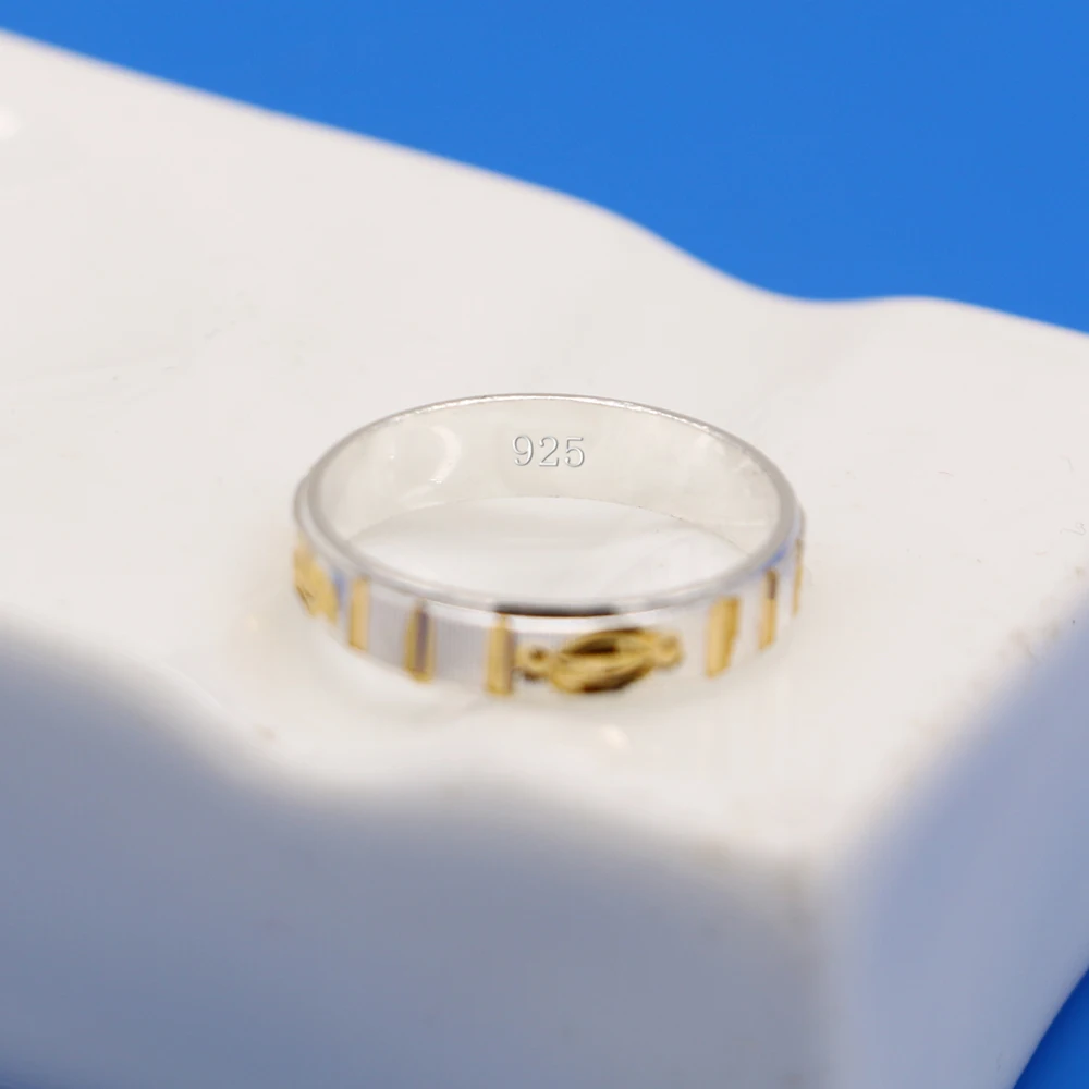 Fashion Punk Ring Geometric Exquisite Minimalist Solid 925 Sterling Silver Golden for Women Wholesale Jewelry Accessory | Украшения и