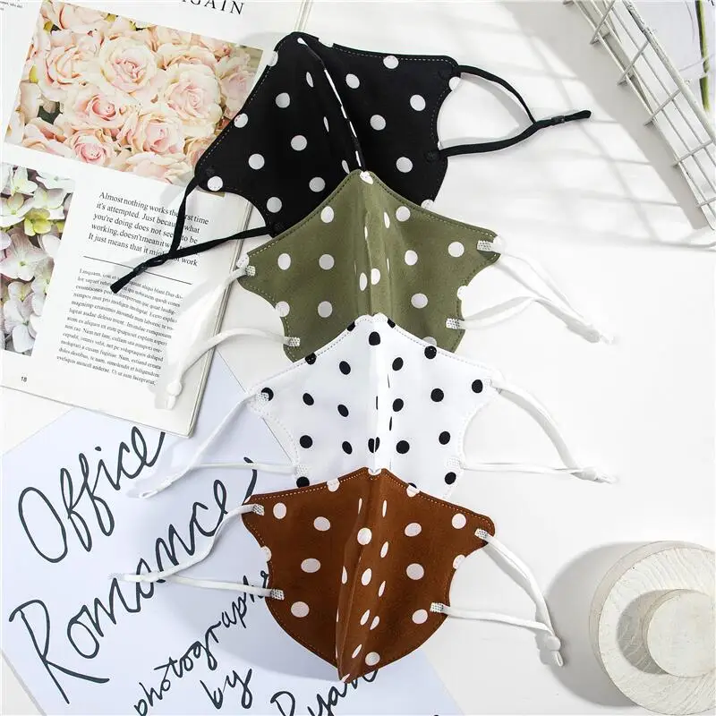 

Brethable Reusable Cotton Masks Running Cycling Dot Printing Dustproof Mouth Mask Adjustable Girl Women Cosplay Mask Accessories
