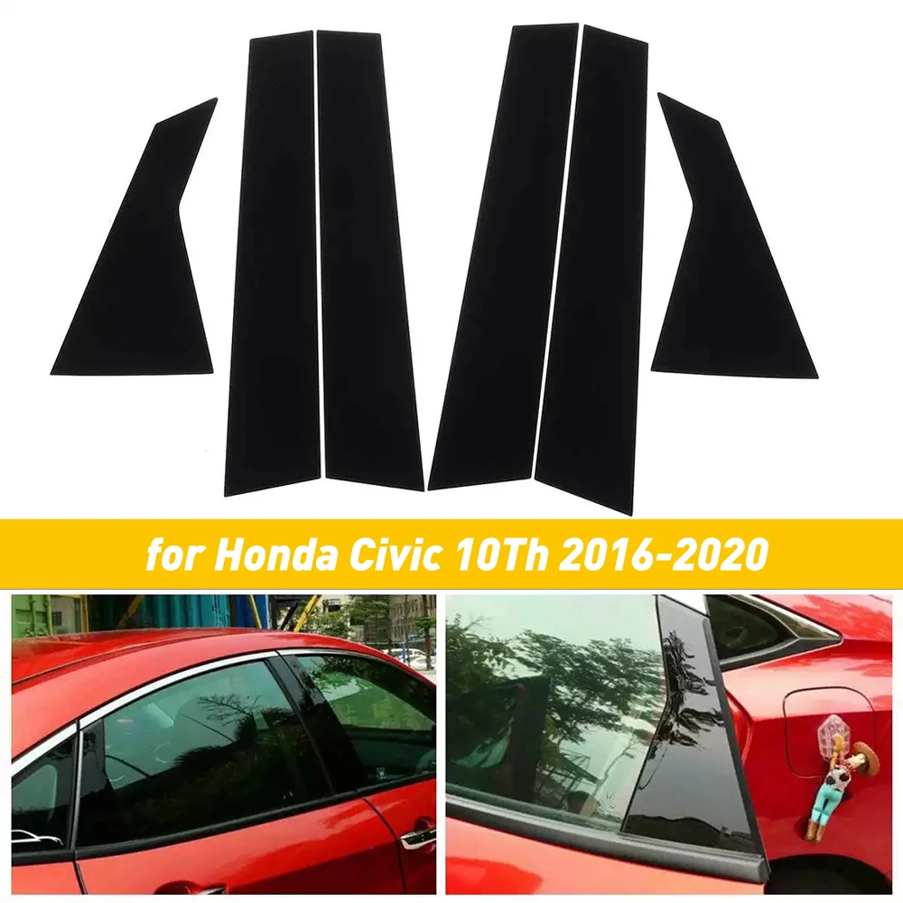 6 шт. автомобильные черные стойки для Honda Civic Sedan 2016 2017 2018 2019 2020 | Автомобили и