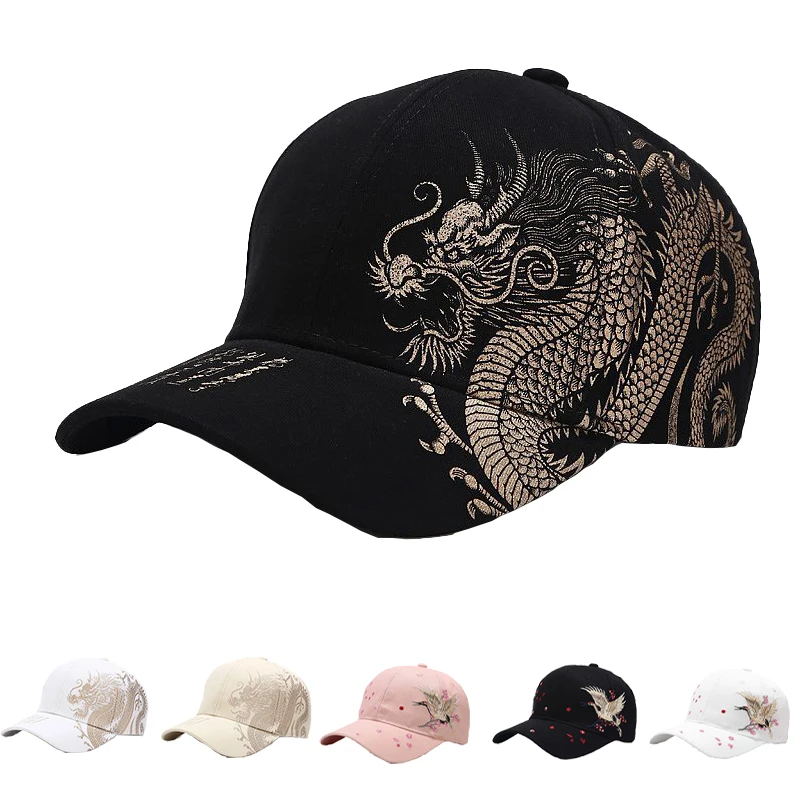 Бейсболка с рисунком китайского дракона и журавля мужская спортивная хлопковая
