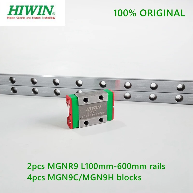 Оригинальные блоки Hiwin rail MGNR9 L 100 600 мм + 4 блока MGN9C/MGN9H 2 шт.|Линейные направляющие| |