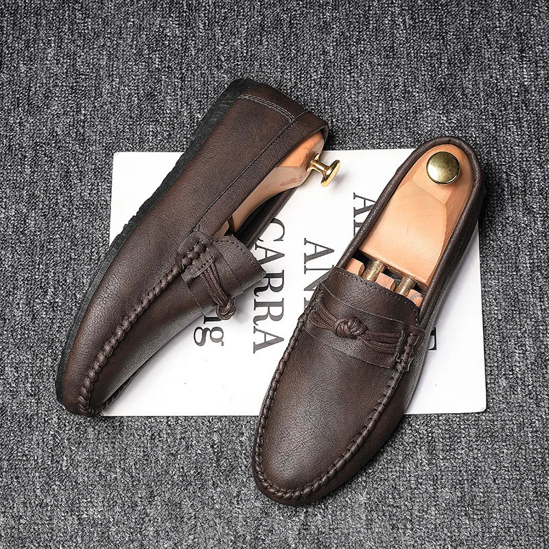 

Men Loafers Shoes Man 2021 Fashion Comfy Slip-on Drive Moccasins Footwear Male Brand Leather Boat Shoes Men Casual Shoes