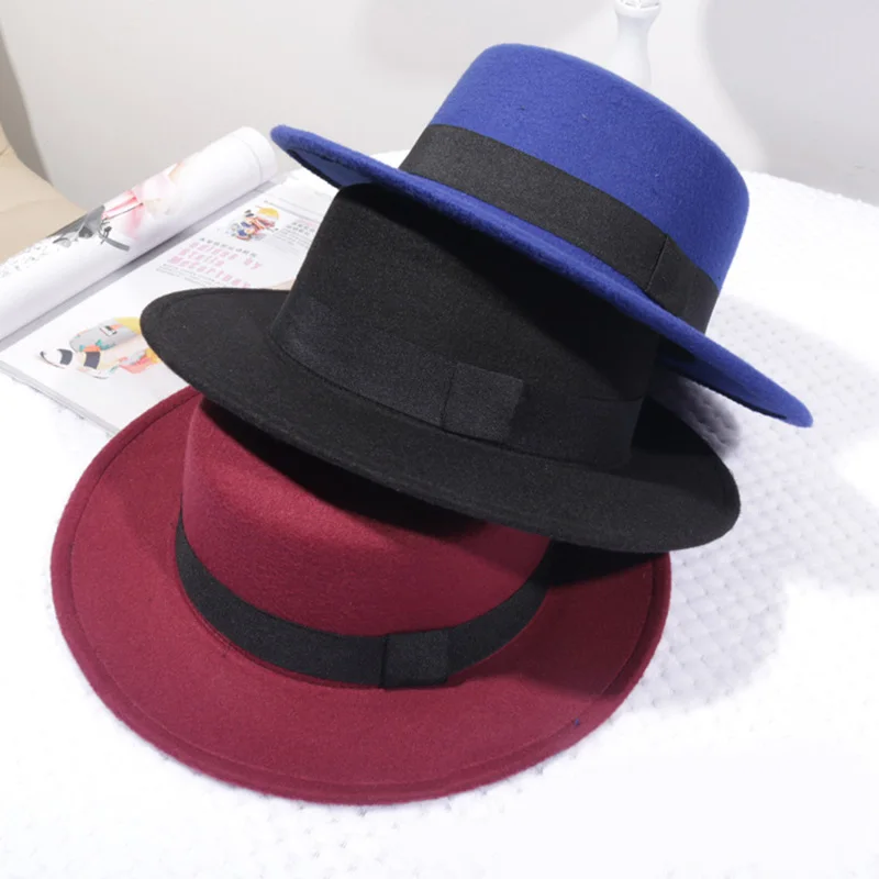 

Fashion Bucket Hat for Men Women Woolen Women Hat Classic Solid Color Felt Fedoras Hats Flat Top Jazz Cap Bucket Hat Men Hat