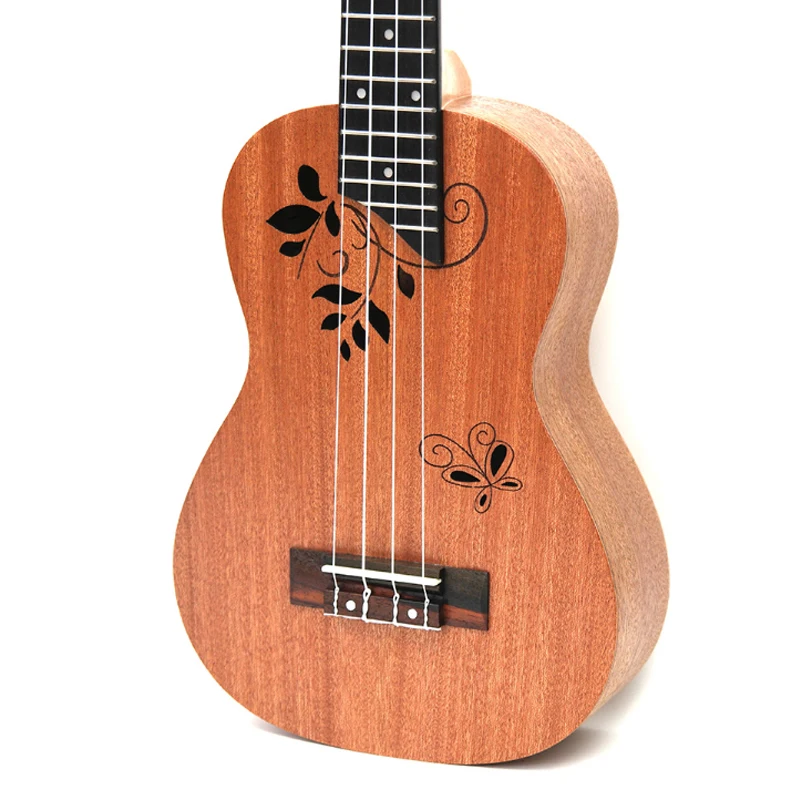 21 дюймов красное дерево сопрано Гавайские бабочки затягивающиеся над цветами