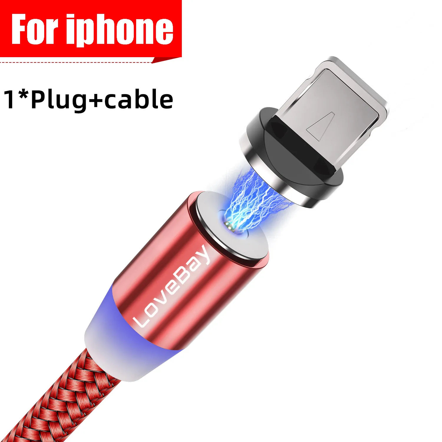 Lovebay Магнитный USB 3 м кабель для быстрой зарядки для Iphone TYPE-C Micro USB шнур Магнит Micro USB кабель для мобильного телефона USB шнур - Цвет: Red for iphone