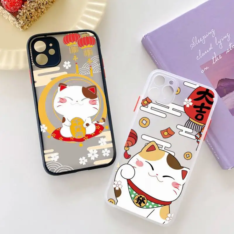 

Lucky Cat Phone Case matte transparent For iphone 7 8 11 12 13 plus mini x xs xr pro max cover