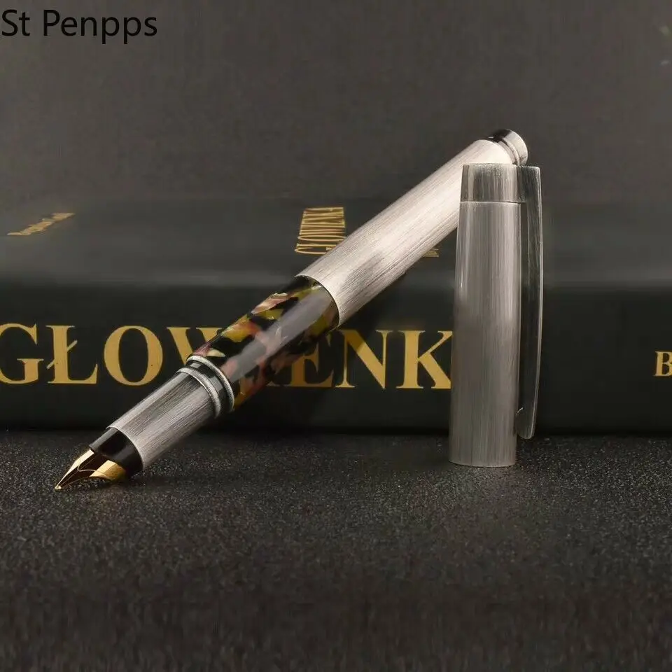 

Шанхай Fuliwen 815 перьевая ручка Ретро Серебряный металлический целлулоидный чернильный карандаш с перьевой ручкой 0,7 мм канцелярские принадл...