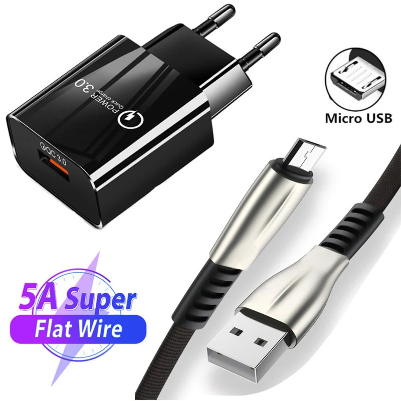Micro USB кабель 5A быстрой зарядки для Samsung S7 S6 Edge Note 4 5 J3 J5 J7 Redmi 3 3S 4A QC 0|Зарядные