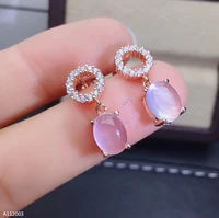 jewelry 925 sterling silver natural hibiscus powder crystal girl ladies earrings water drop through rose gold support detection