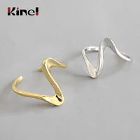 kinel 925 sterling silver open rings korean twisted wave silver gold color anel finger ring for women statement adjustable