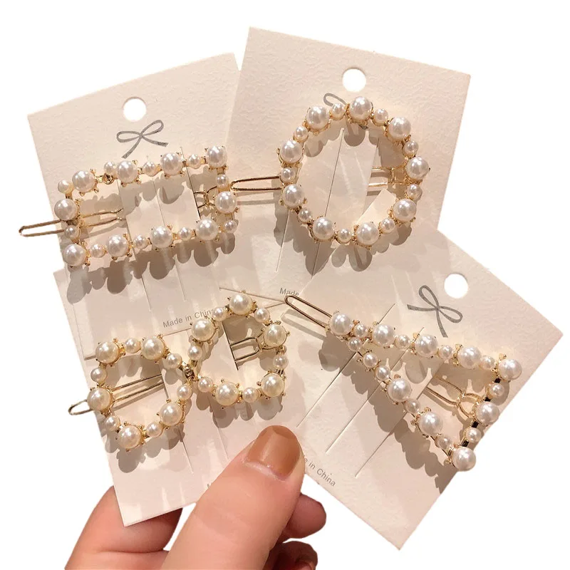 

1Pcs Imitation Pearl Hair Clips for Women Elegant Geometric Hairpins Sweet Barrettes Headwear Girls Simple Hair Accessories