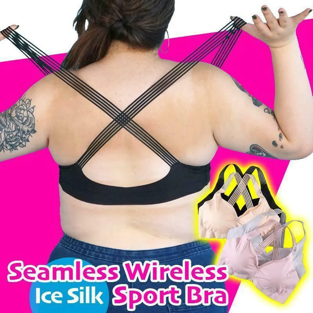 

Top Selling Ladies Seamless Women Sports Yoga Wireless Ice Silk Padded Push Up Elasticity Stretch Sleep Bra Underwear Bralette