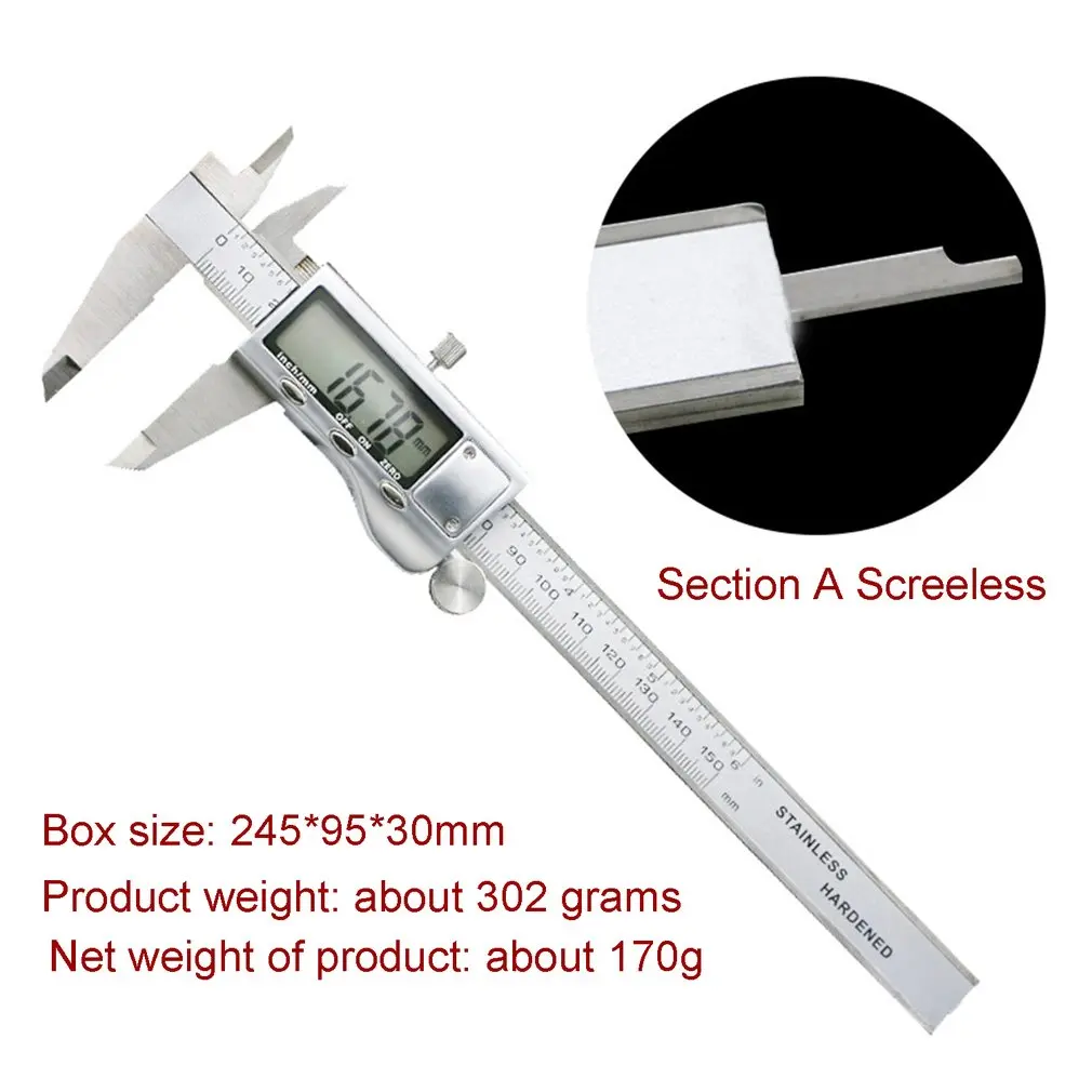 

0.01mm High Precision All Stainless Steel Metal Electronic Cursor Caliper 0-150mm Digital Display Caliber Vernier