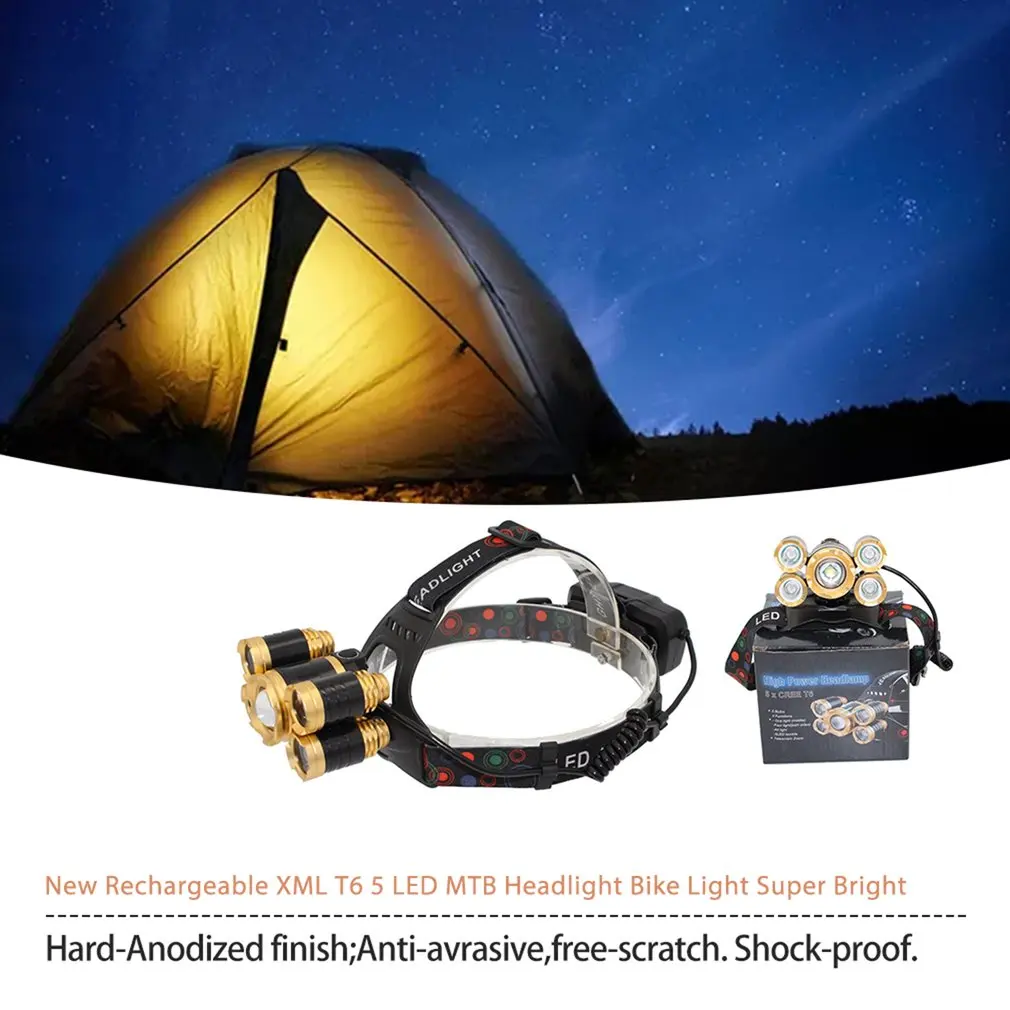 New Rechargeable XML T6 5 LED MTB Headlight Front Bicycle Bike Light Bright | Спорт и развлечения