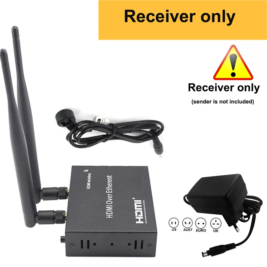 receiver only Wireless HDMI extender wifi 2.4G/5G HDMI transmitter Receiver up to 100m with HDMI extender Loop out HDMi TCP/IP compliant - Цвет: receiver only
