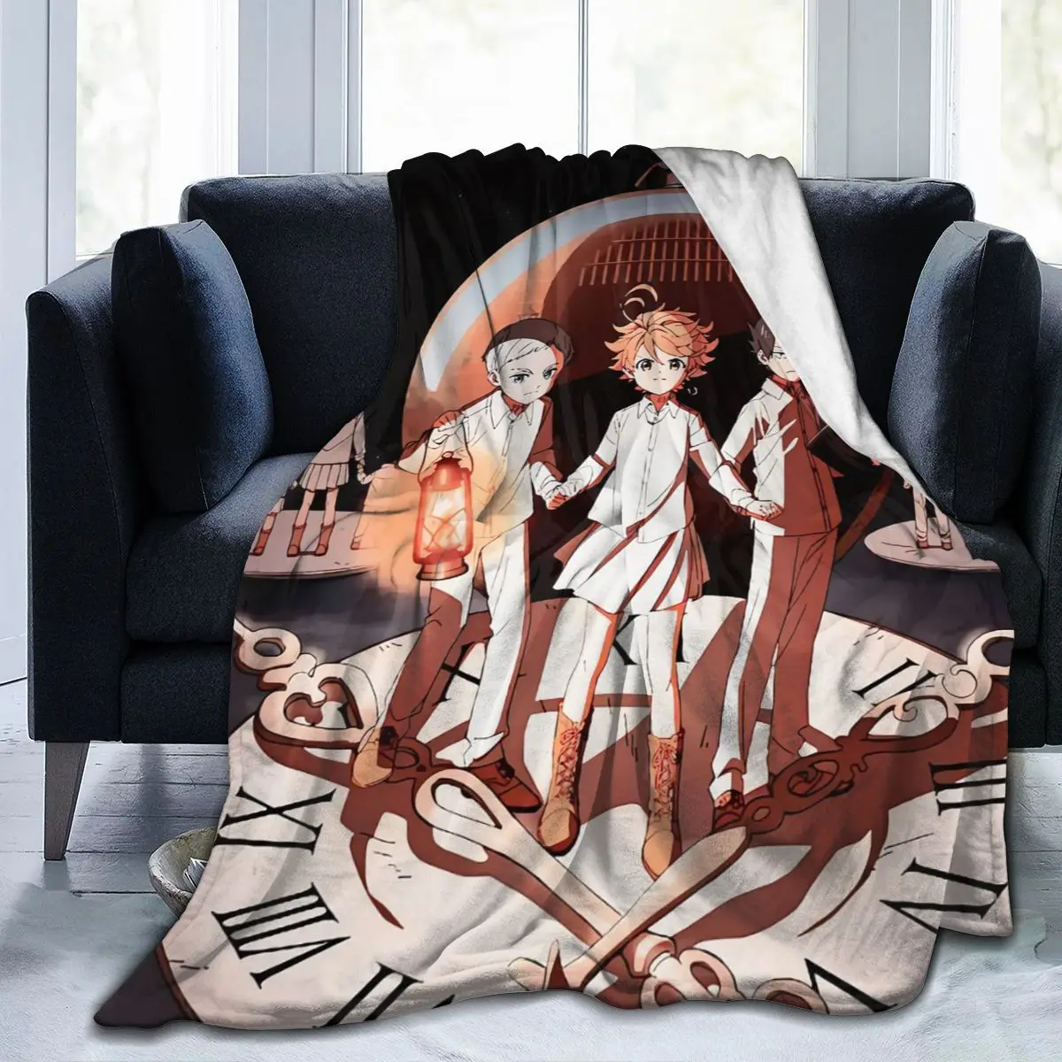

Anime The Promised Neverland 3D printing super soft flannel fleece blanket sofa bedding home decoration cartoon Unisex