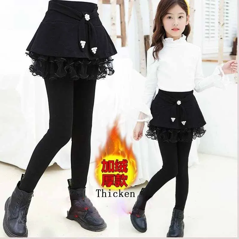 

Winter Leggings Girl 2020 New Children Plus Velvet Pants Thick Warm Trousers for Kids Baby Skinny Pencil Shape 3-13 Years Old