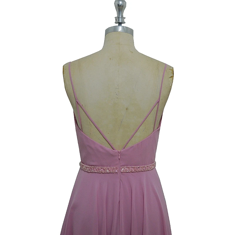 

Real Photo Chiffon Prom Dresses 2020 A-Line Sleeveless Party Dress with Pleat V-Neck Beadings Tassel Long Formal Evening Gowns