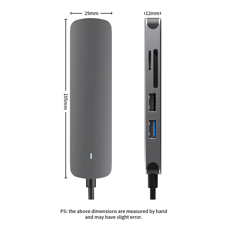 

USB C HUB 5-In-1 Docking Station USB 3.0+HDMI-Compatible+TF for Computer Laptop Splitter USB HUB