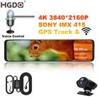 Зеркало-видеорегистратор HGDO, 12 дюймов, 4K, GPS, Wi-Fi, крепление для автомобильного видеорегистратора Sony IMX 415, черное зеркало заднего вида