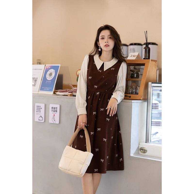 MISHOW 2021 зимние платья для женщин с отложным воротником и длинным рукавом