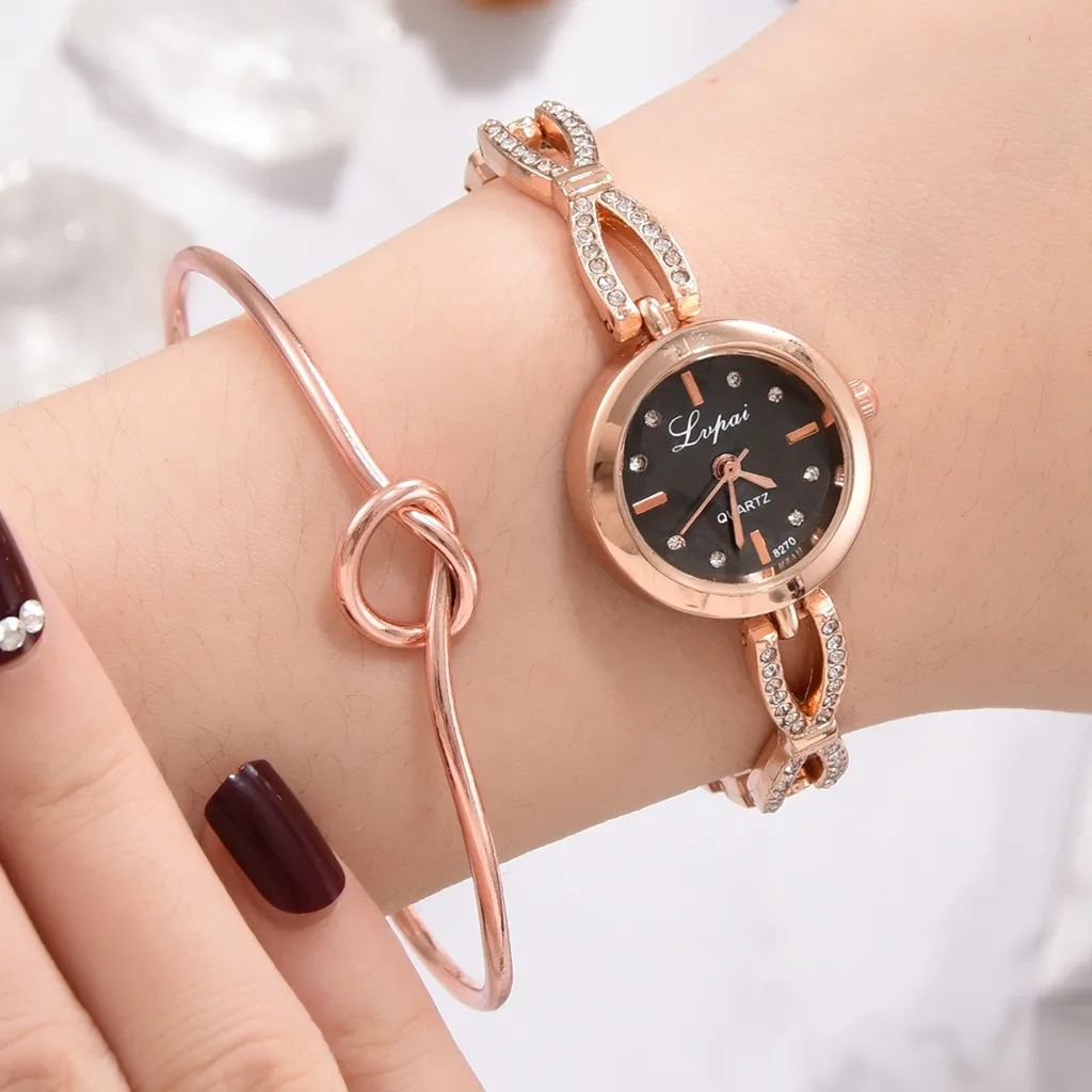 2 шт. женские часы Роскошные модные простая Переливающаяся ремешок в форме сердца