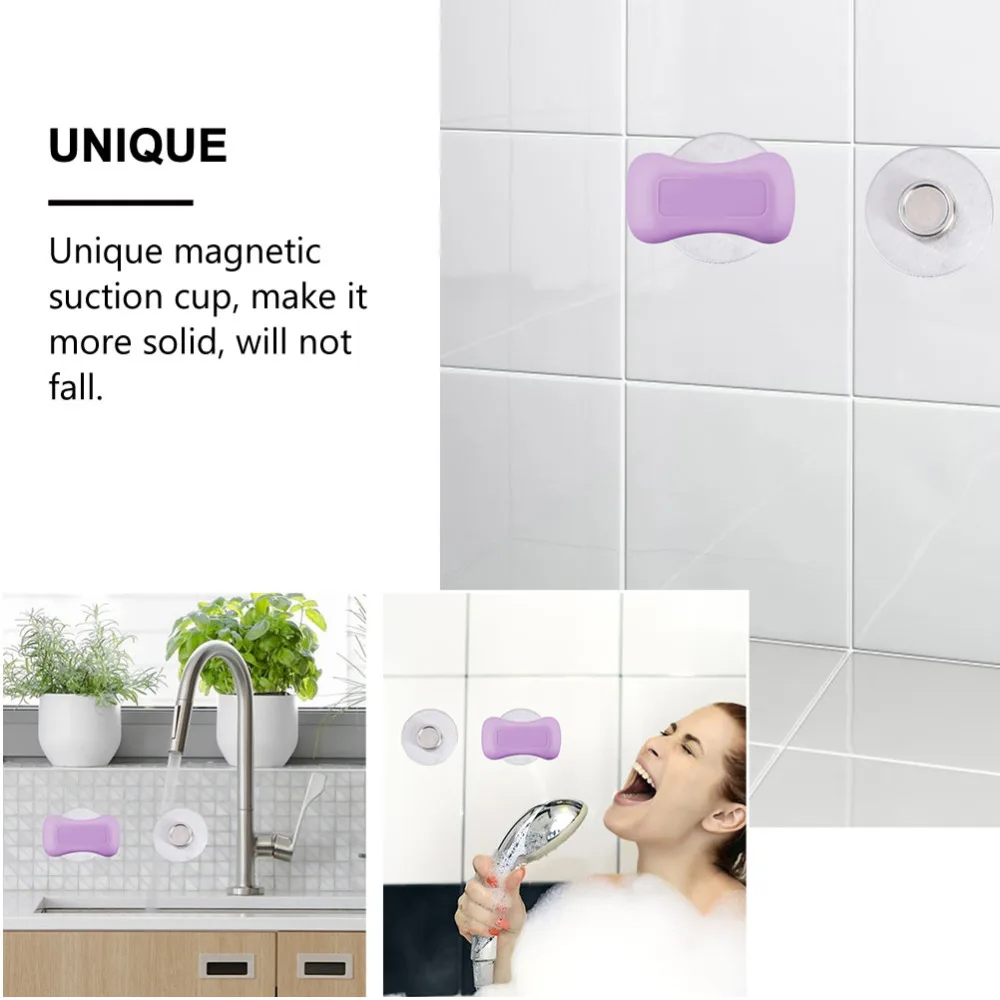 

4pcs Wall-mounted Magnetic Soap Suction Holder Suction Cup Soap Holder (Silver)