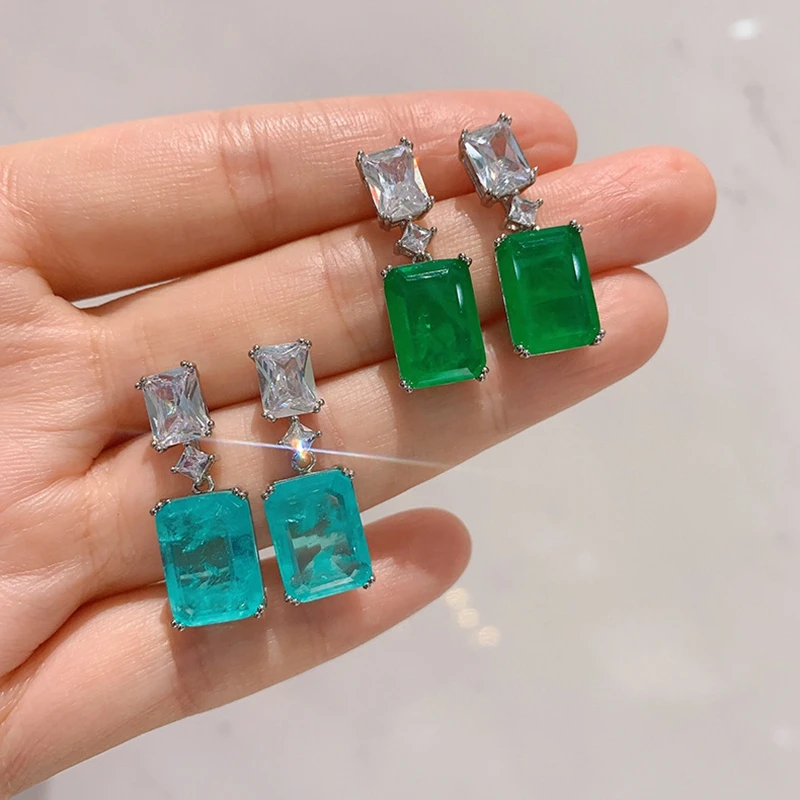 

Luomansi S925 Sterling Silver Vintage Tourmaline Emerald Earrings Woman Earrings Birthday Gift Party Jewelry Wholesale