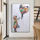Bansky граффити Художественная Картина на холсте Девушка с воздушным шаром Уличный настенный плакат декоративные картины для декора гостиной