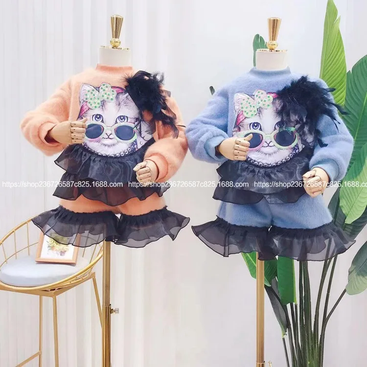 Детская одежда Новинка 2019 года зимний утепленный бархатный свитер с милым