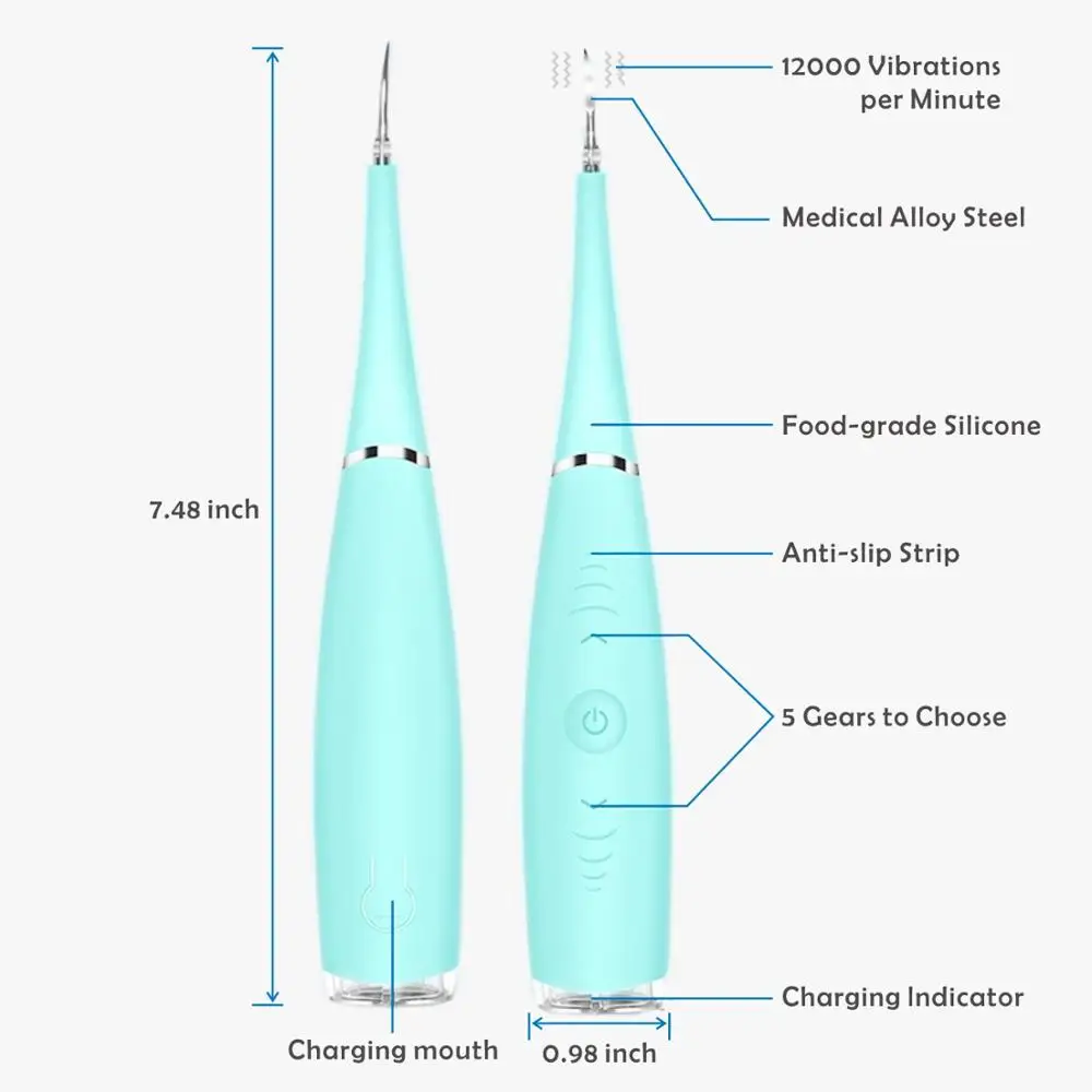Электрический ультразвуковой бытовой ластик для зубов в комплекте 5 шт. вибрирующих головок инструмент для отбеливания зубов и чистки поло... от AliExpress WW