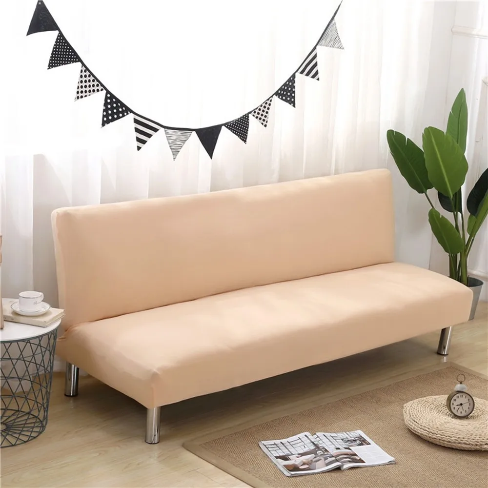 Beige 120-150cm 1 комплект все включено складной стрейч сплошной цвет чехол для дивана протектор чехол без подлокотников покрывало для дивана - Цвет: Beige 120-150cm