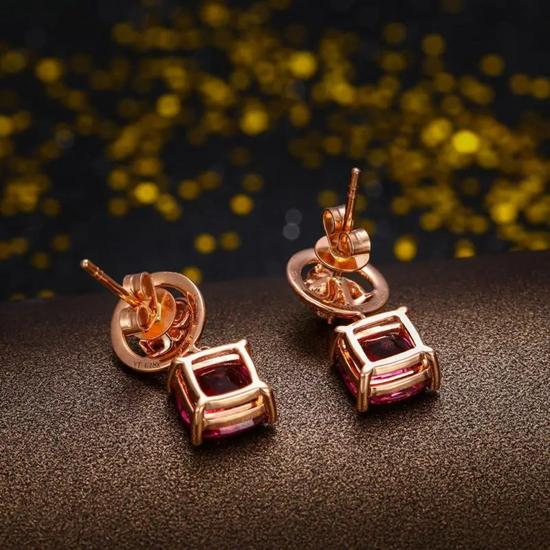 

Korean Ruby 14K Rose Gold Peridot Earrings Bizuteria Ruby Gemstone Mystic Garnet Jewelry Drop Earring for Women Brinco Bizuteria