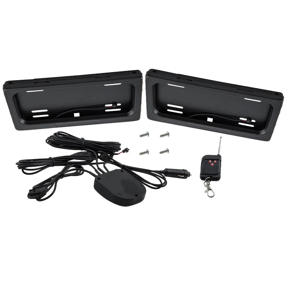 

2X Hide-Away Shutter Cover Up Electric Stealth USA License Plate Frame w/ Remote Safeguarding the personal privacy