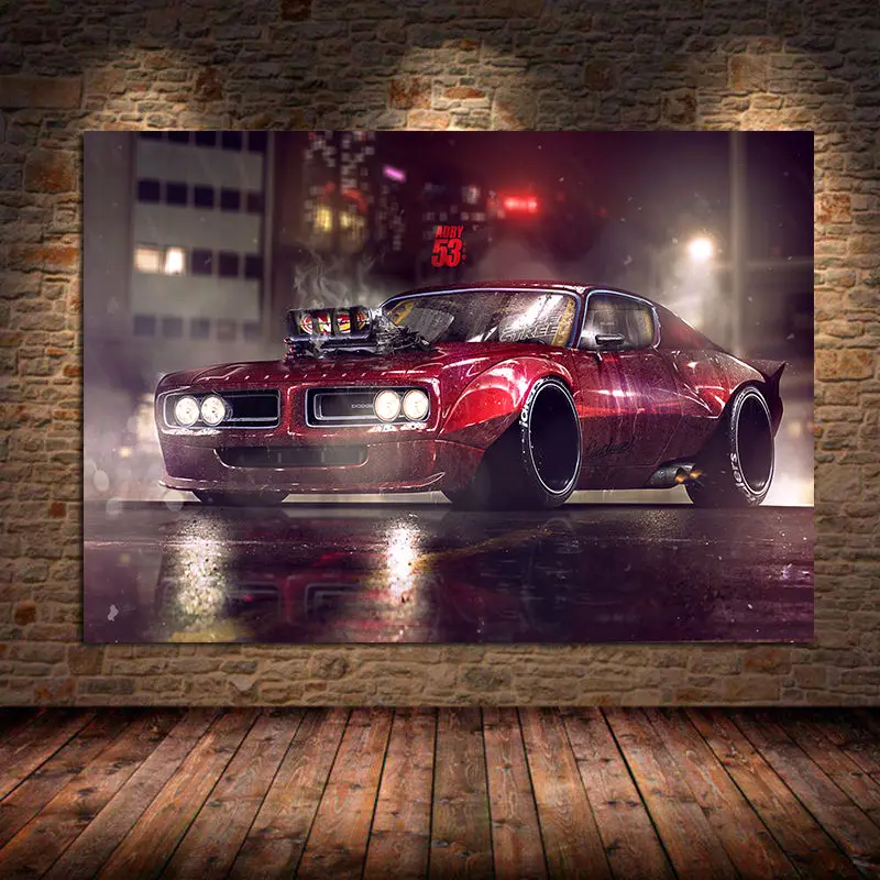 

Fusion Art Racing Car Red Car Posters Canvas Painting Prints Nordic Home Decor Wall Art Pictures for Living Room Decor Unframed