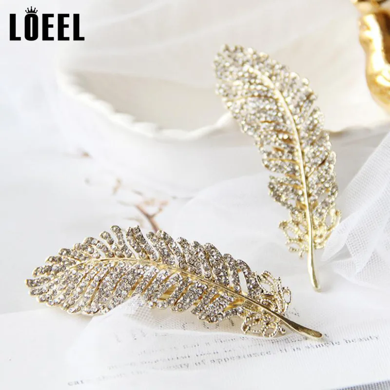 Женские заколки для волос золотистые/Серебристые шпильки-листья блестящие