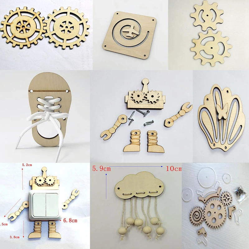 Busy Board Wood Accessories DIY Montessori Activity Material Robot Slide Match Version Toys Early Education Basic Skill Learning | Игрушки и