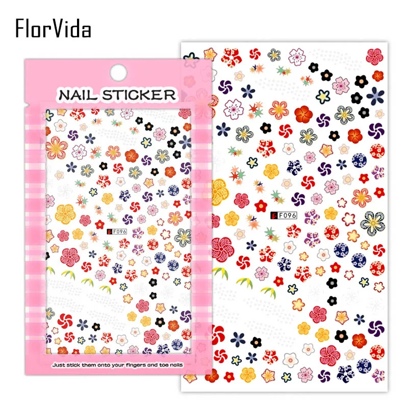 FlorVida 1 лист черный белый кружевной стикер для дизайна ногтей Красочные камни цветочный дизайн абстрактный квадратный ноготь стикер s