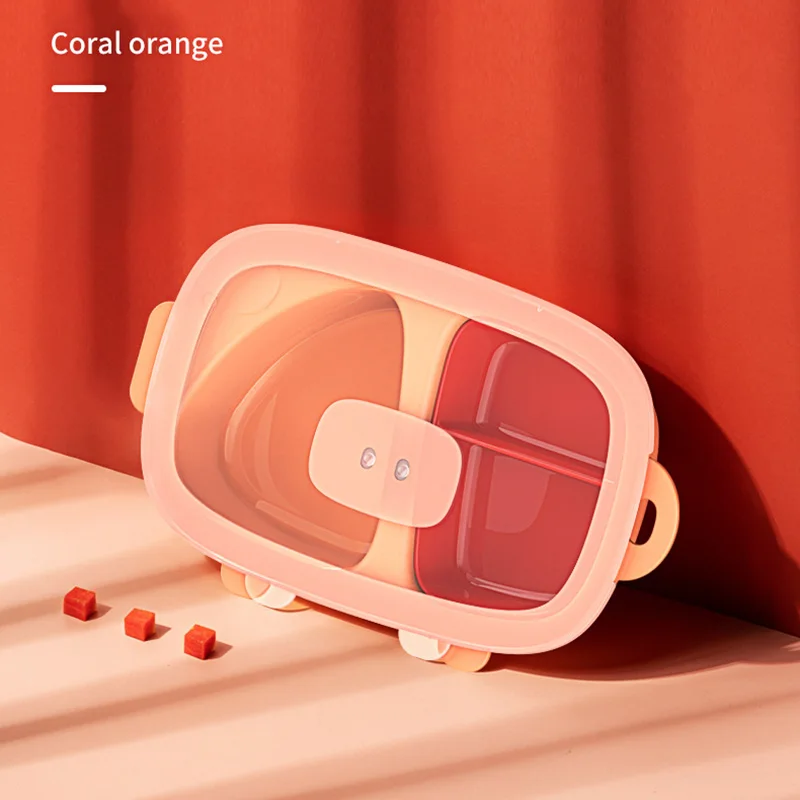 

Cartoon Animal Piglet Divided Grid Plate Children Dinner Plate Fiber Kids Dinnerware Health Environmental Tableware