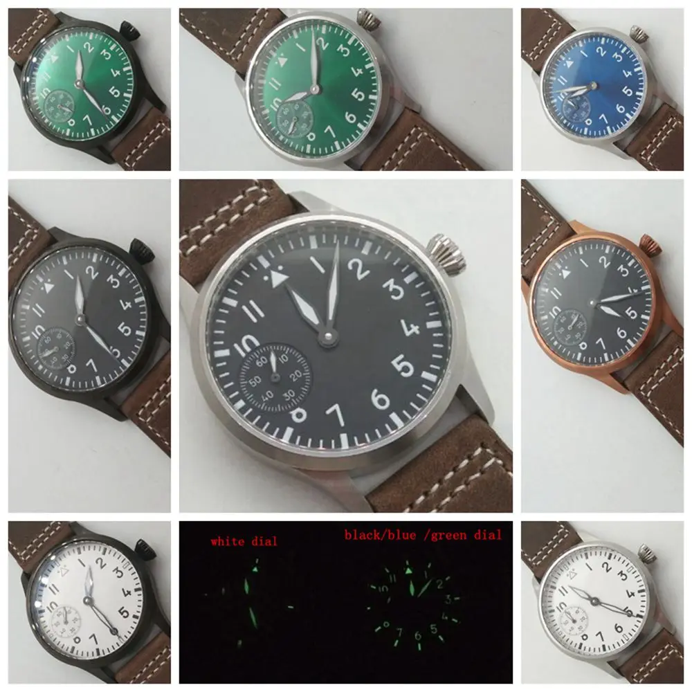 Часы мужские механические с сапфировым стеклом и кожаным ремешком