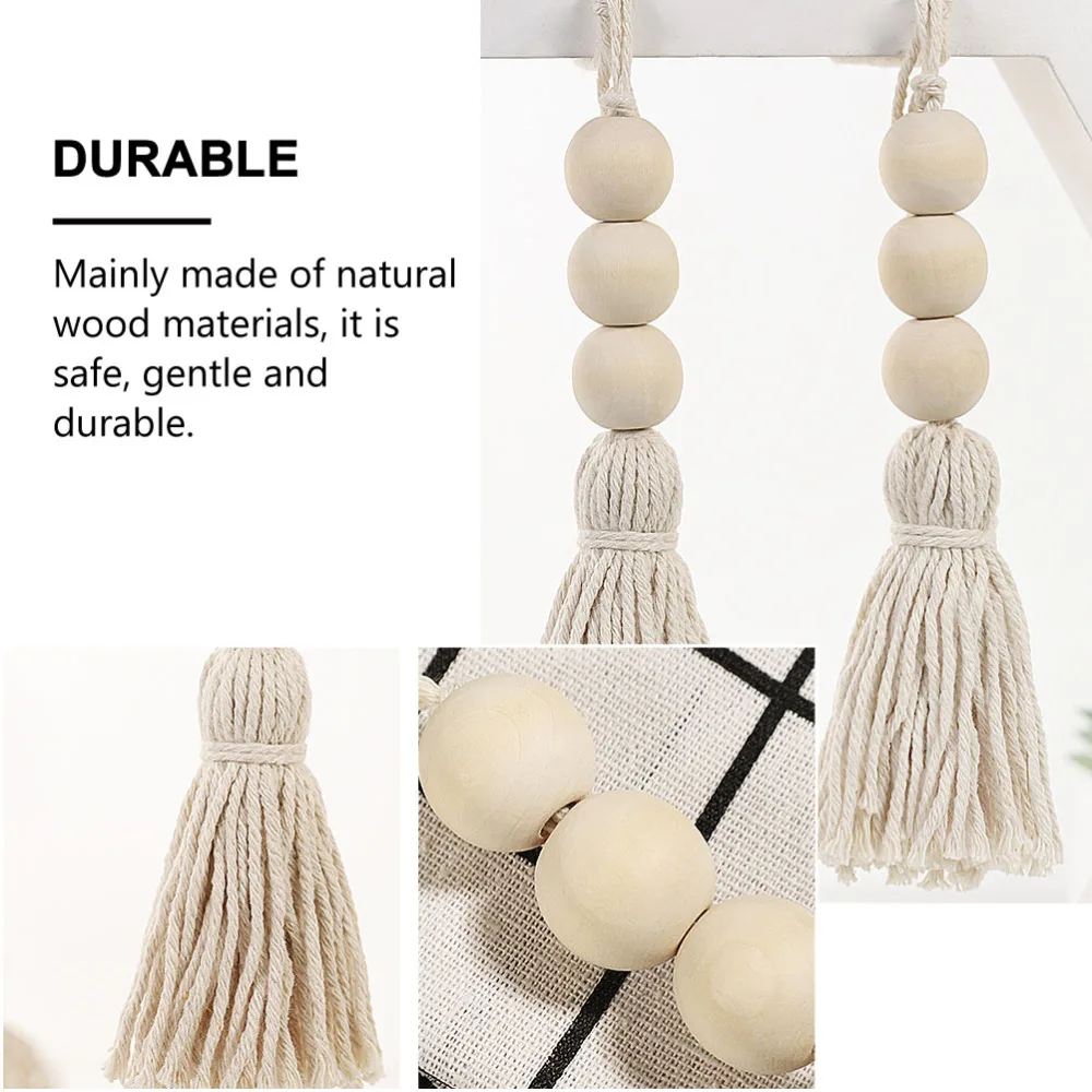

10pcs Creative Tassel Pendant Useful Wood Bead Tassel Decor for Handbag Use