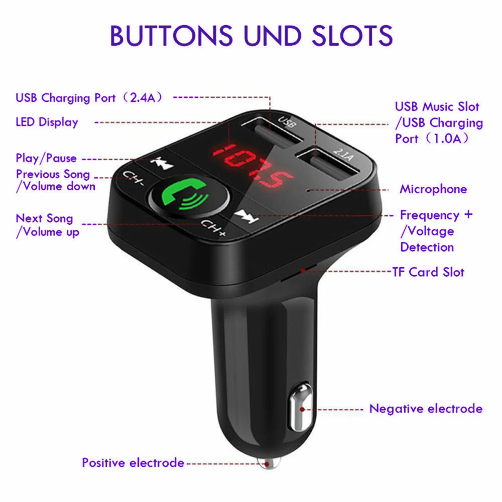 Bluetooth автомобильный fm передатчик Handsfree беспроводной радио адаптер lcd быстрое