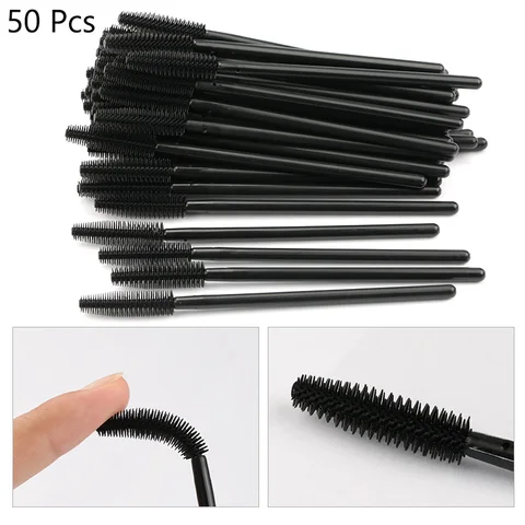 25/50pcs de pincel de peito descartável Material de silicone Material Brecas de sobrancelha Macaras de gandas de rímel Aplicador Ferramentas de extensão de cílios