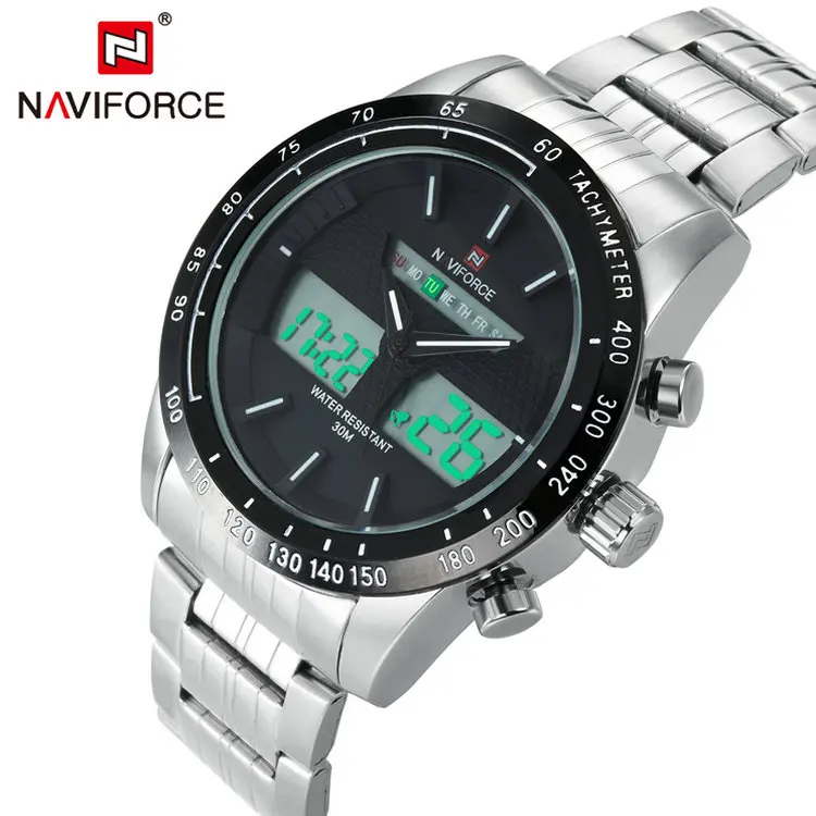 NAVIFORCE военные кварцевые с двойным Циферблатом Часы мужские аналого цифровые часы
