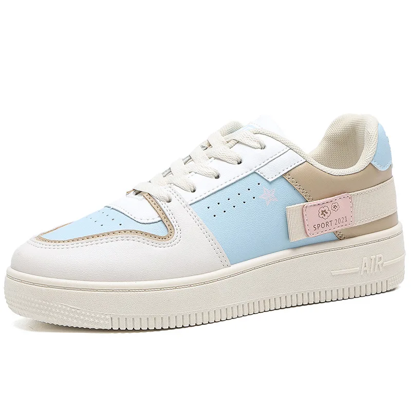 The new spring 2021 white shoe female ins tide color matching han edition breathable leisure sport light and comfortable shoe