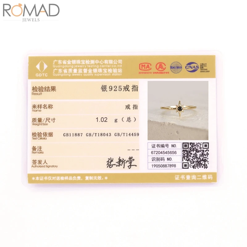 

925 Sterling Silver Open Rings For Women Eight Pointed Star Black Zircon Finger Ring Anillos Mujer Luxury S925 Jewelry Pendiente