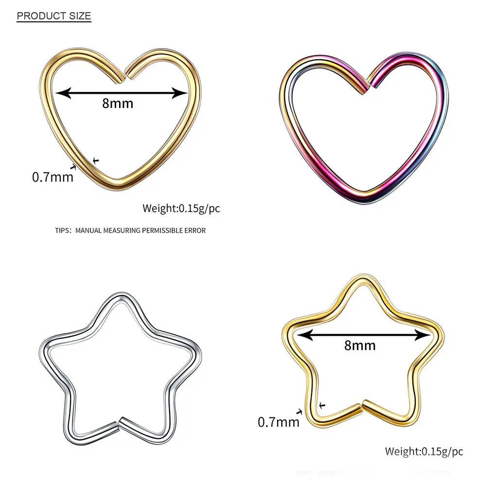 Body Jewelry Surgical Steel Daith Heart Ring Cartilage Tragus Piercings Hoop Lip Nose Rings Orbital Ear Stud Helix Jewelry images - 6