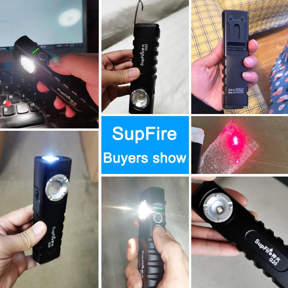 supfire g20 led flashlight work light red laser light with magnet and power bank function multifunctional camping lantern free global shipping